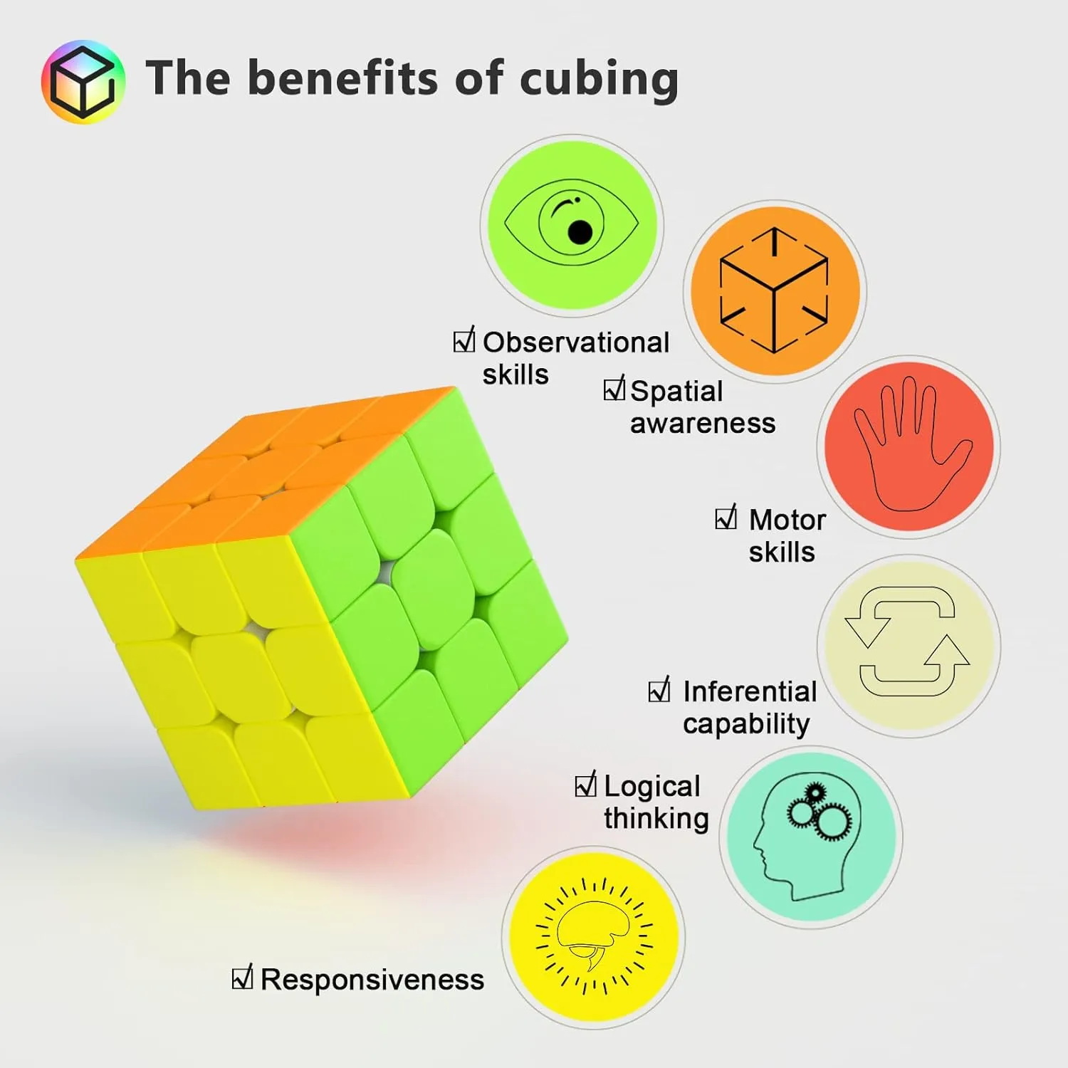 Vdealen 3x3x3 Speed Cube Set, 6 Pack Speed Cube Bulk Magic Cube Set, School Classroom Prize for Students Birthday Party Favors Stocking Stuffers Gifts for Kids Teens Adults(Stickerless)