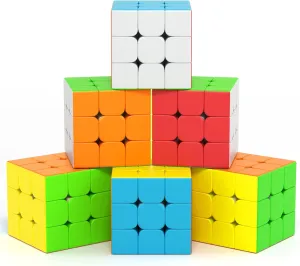 Vdealen 3x3x3 Speed Cube Set, 6 Pack Speed Cube Bulk Magic Cube Set, School Classroom Prize for Students Birthday Party Favors Stocking Stuffers Gifts for Kids Teens Adults(Stickerless)