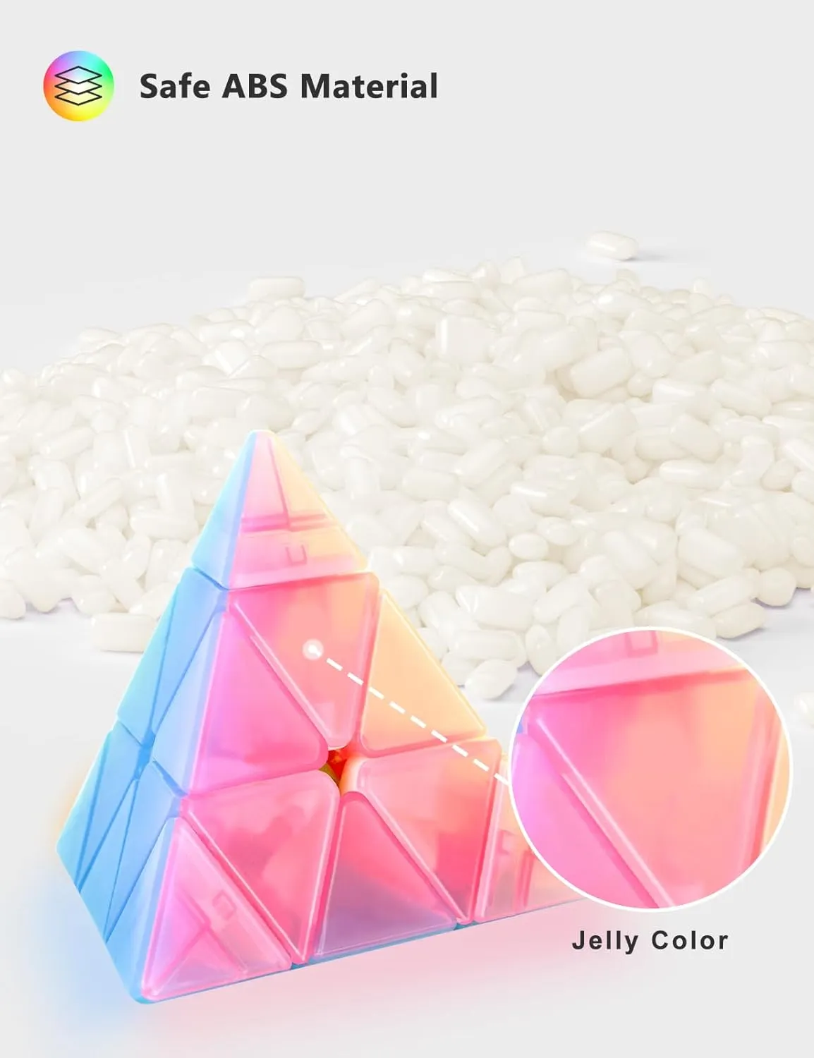 Vdealen Speed Cube Set, 2x2x2 3x3x3 Pyramid Magic Cube Set, Puzzle Cube Toys Birthday Party Christmas Stocking Stuffers Gift for Kids Teens Adults(Jelly Stickerless)