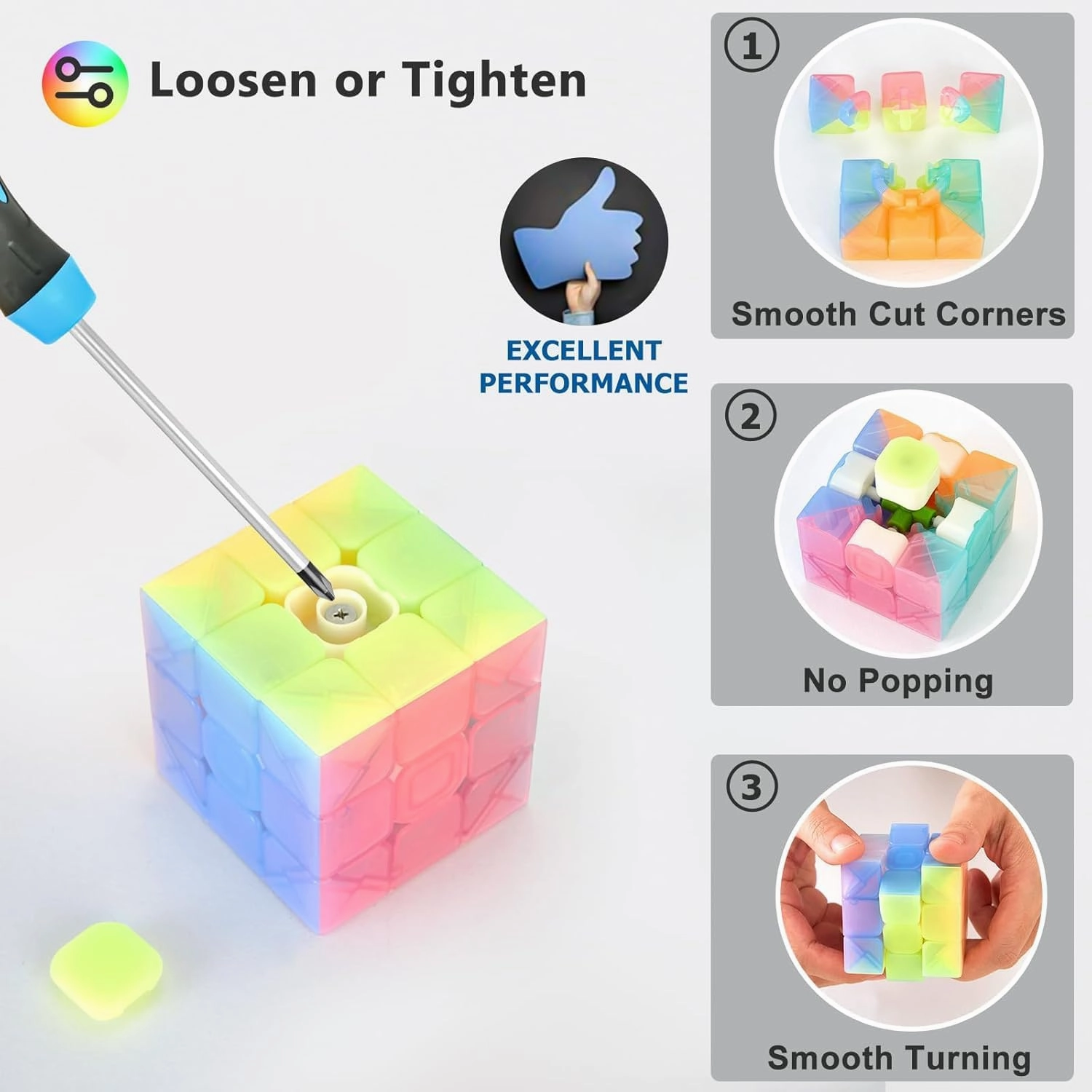 Vdealen 3x3x3 Speed Cube Set, 6 Pack Speed Cube Bulk Magic Cube Set, School Classroom Prize for Students Birthday Party Favors Stocking Stuffers Gifts for Kids Teens Adults(Jelly Stickerless)