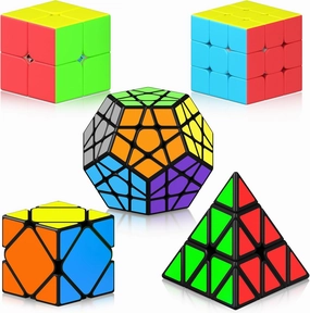 Vdealen Speed Cube Set, Cube Bundle 2x2 3x3 Pyramid Dodecahedron Skewb Magic Cube Pack, Puzzle Cube Collection Toys Easter Valentines Gift for Kids Teens Adults- 5 Pack