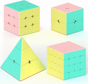 Vdealen Speed Cube Set, Puzzle Cube Bundle of 2x2x2 3x3x3 4x4x4 Pyramid Magic Cube Set, Birthday Party Christmas Stocking Stuffers Gift for Kids Teens Adults(Macaron Stickerless)