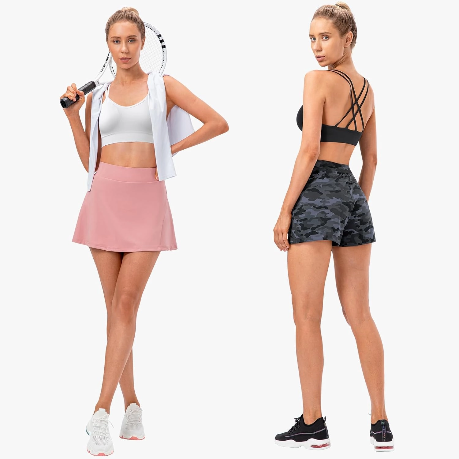 VEQKING Women's Cross Back Sports Bra Padded Strappy Medium Support Yoga Bra for Workout Fitness 3 Pack