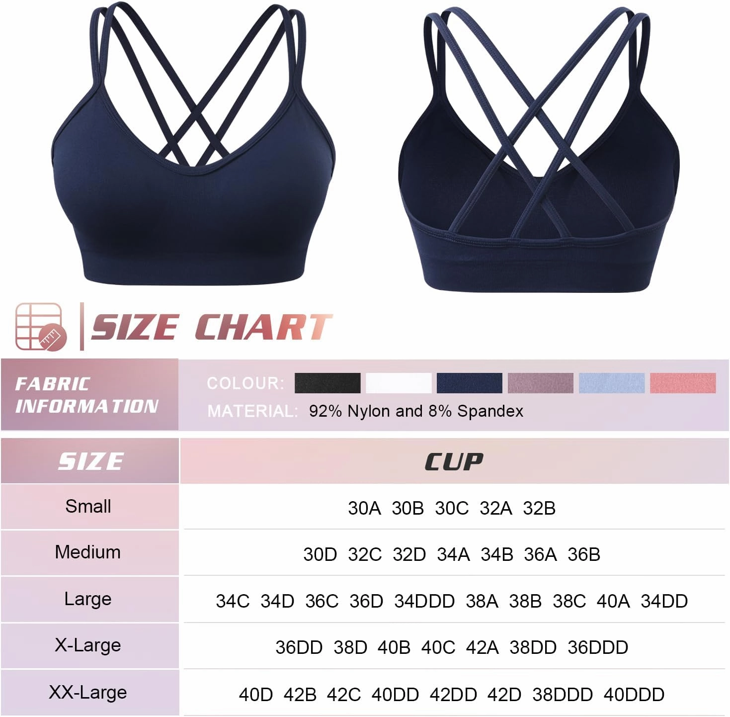 VEQKING Women's Cross Back Sports Bra Padded Strappy Medium Support Yoga Bra for Workout Fitness 3 Pack