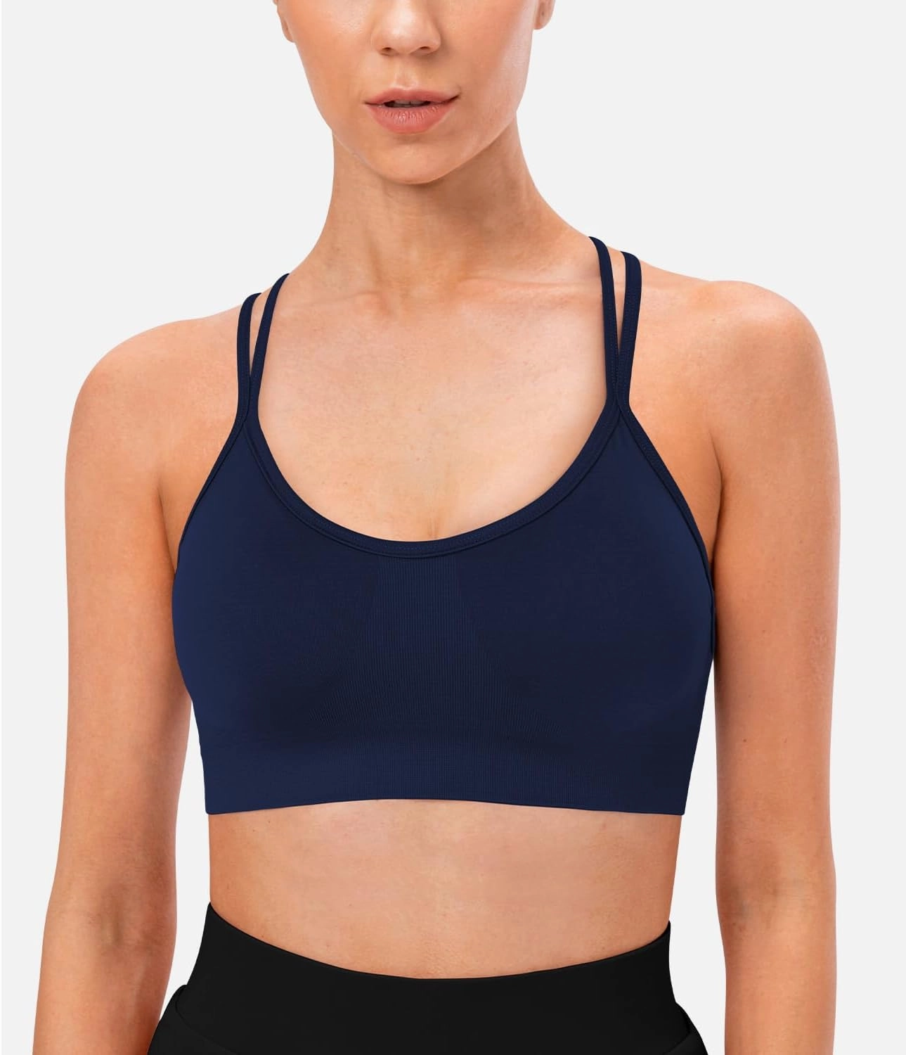 VEQKING Women's Cross Back Sports Bra Padded Strappy Medium Support Yoga Bra for Workout Fitness 3 Pack