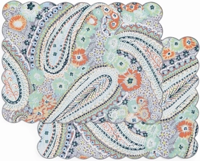 Vera Bradley Women's Cotton Reversible Placemats Set of 2, Citrus Paisley - Recycled Cotton, One Size