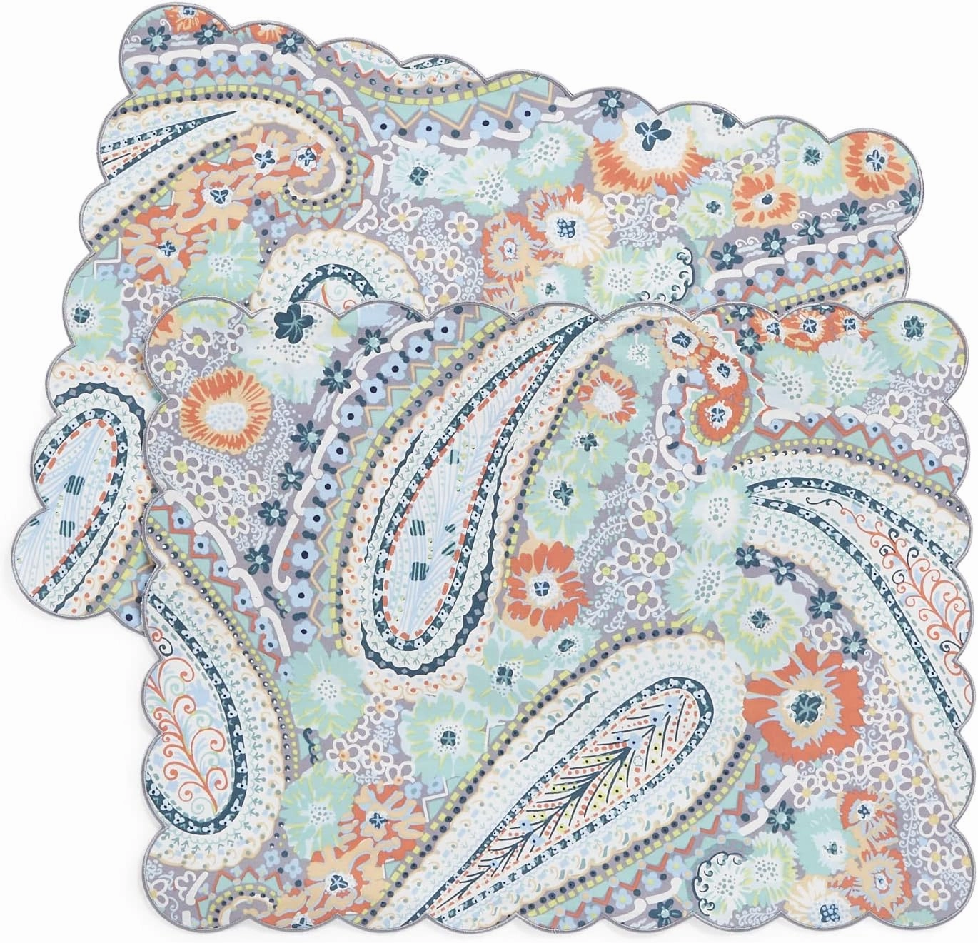 Vera Bradley Women's Cotton Reversible Placemats Set of 2, Citrus Paisley - Recycled Cotton, One Size