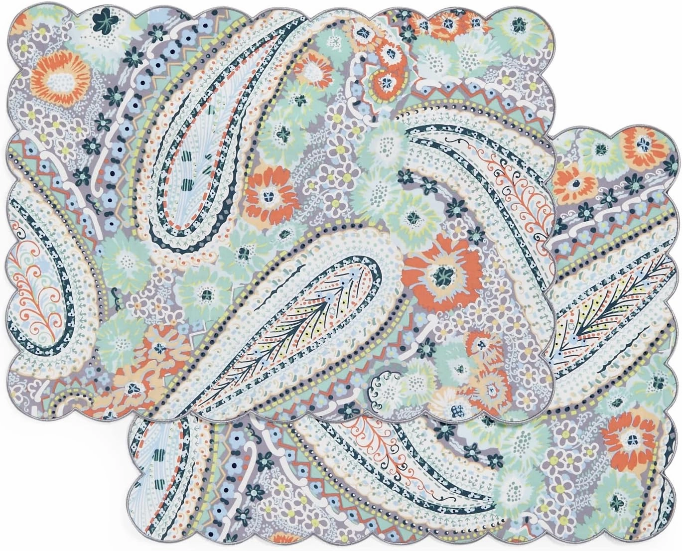 Vera Bradley Women's Cotton Reversible Placemats Set of 2, Citrus Paisley - Recycled Cotton, One Size