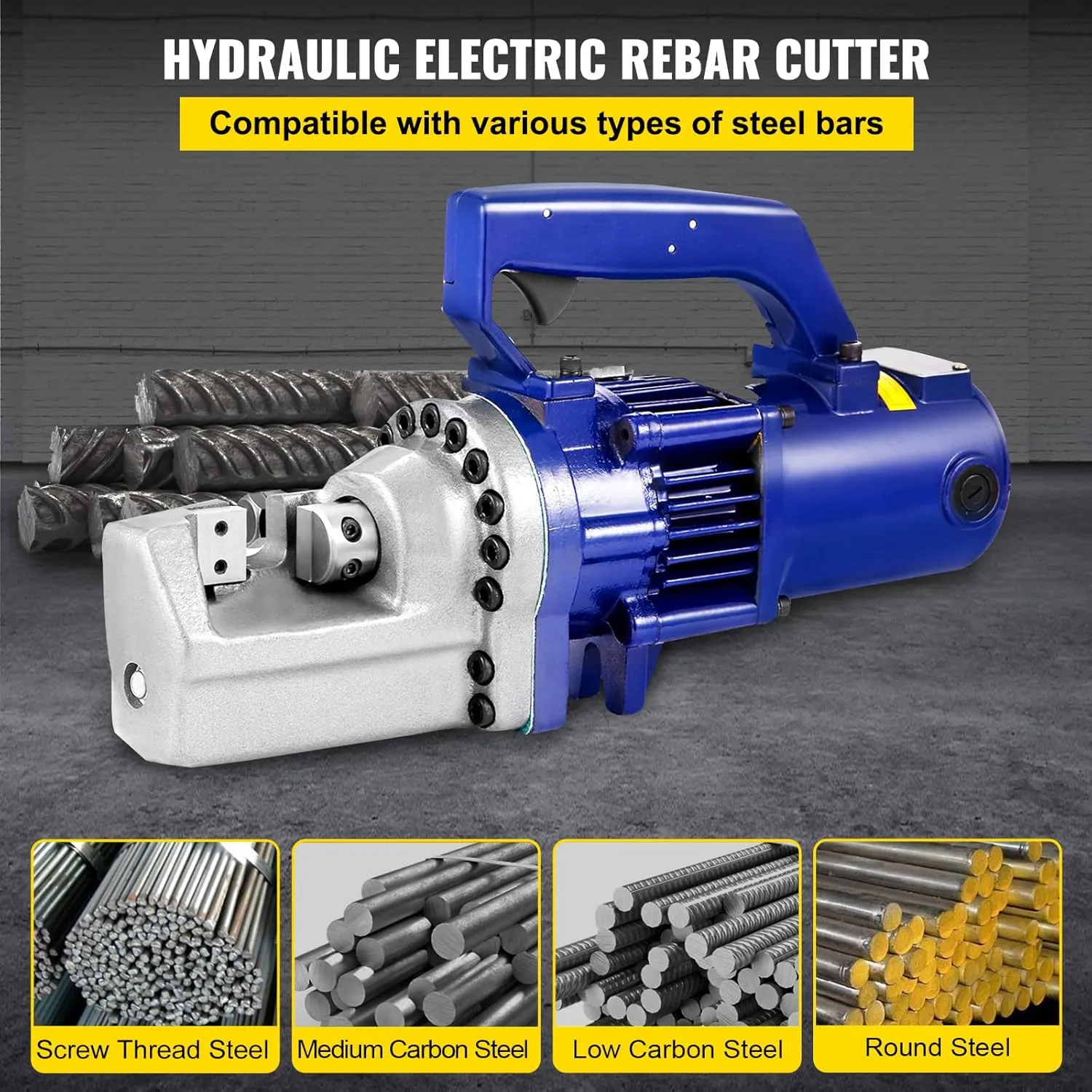 VEVOR Electric Rebar Cutter, 1350W Portable Electric Hydraulic Rebar Cutter, Cutting up to 7/8 Inch #7 4-22mm Rebar within 4.5 Seconds,110V,with Easy to Carry Stainless Box