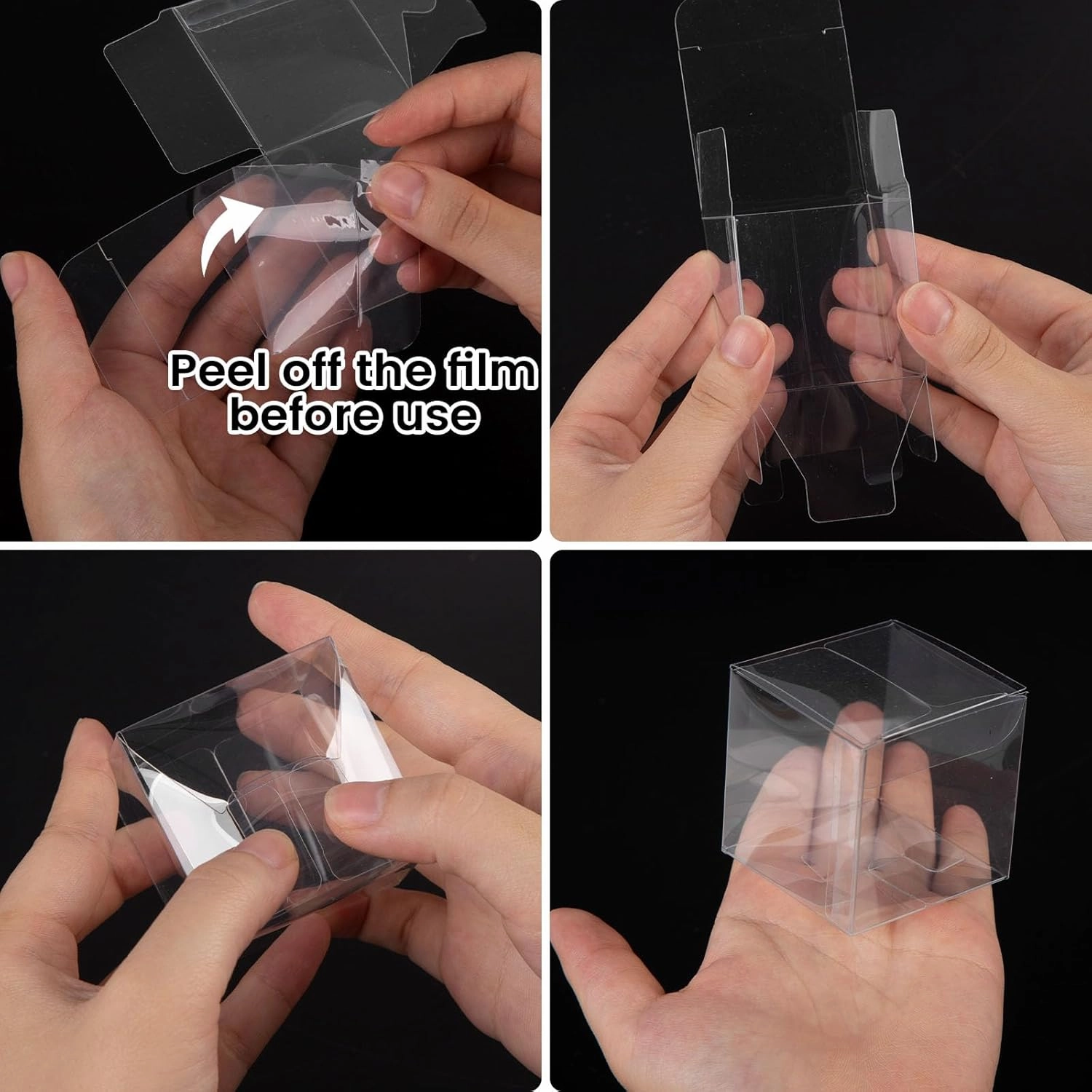 VGOODALL 100PCS Clear Favor Boxes,2 x 2 x 2 inches Small Candy Containers Transparent Gift Boxes for Wedding,Baby Shower,Party Treats