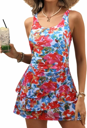 VIMPUNEC Women One Piece Swim Dress Swimsuit Tummy Control Modest Swim Skirt Bathing Suit