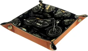 Vintage Hand-Painted Motorcycle Stacking Jewelry Organizer Trays for Women, Desk Drawer Earring and Bracelet Tray, Key Tray for Entryway Table, Small Decorative Storage Organizer, 20.5x20.5cm