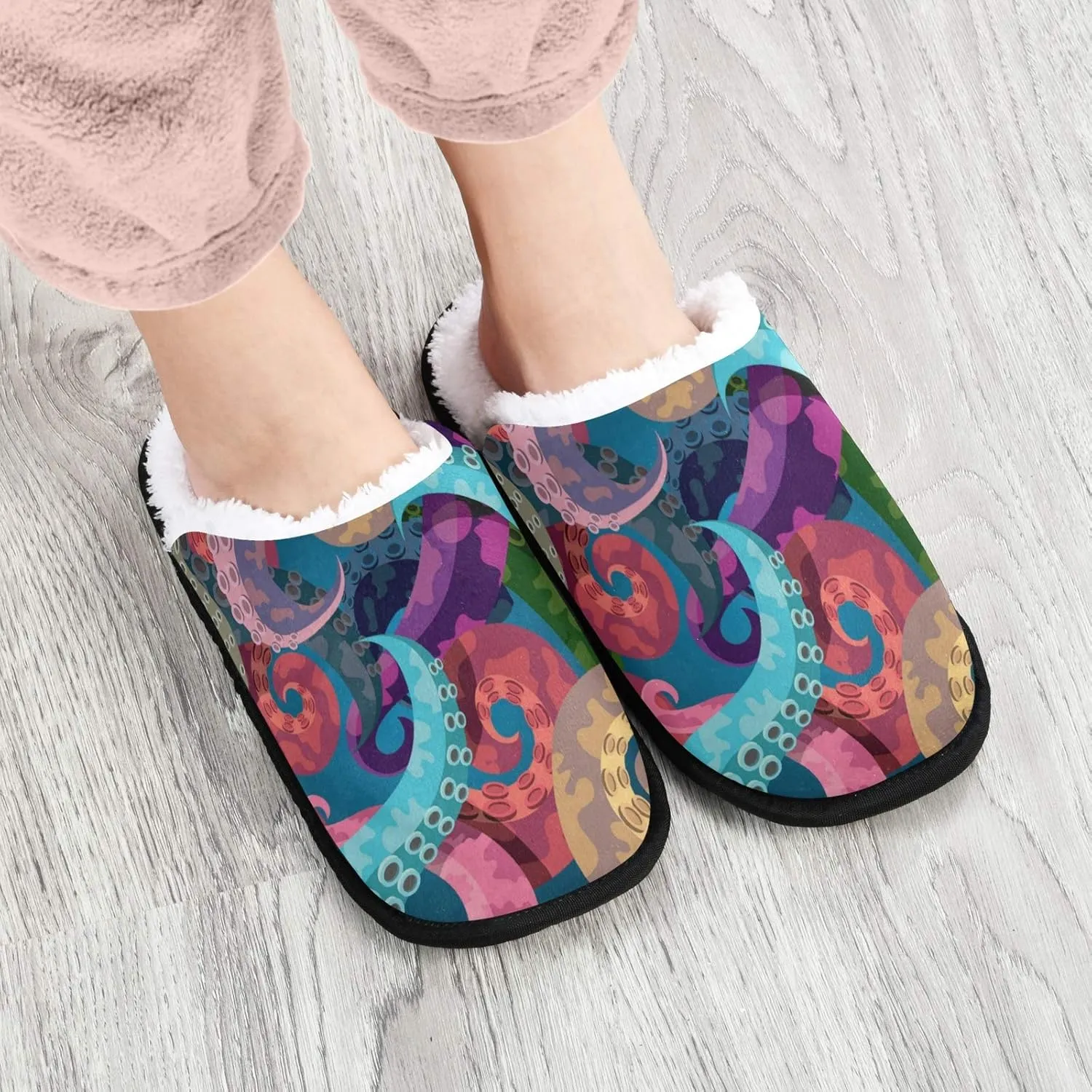 visesunny Slippers for Women Mens Funny Winter Warm Memory Foam Cotton Home Slippers Soft Plush Fleece Slip on House Slippers Unisex