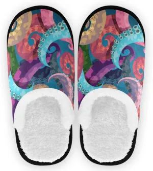 visesunny Slippers for Women Mens Funny Winter Warm Memory Foam Cotton Home Slippers Soft Plush Fleece Slip on House Slippers Unisex