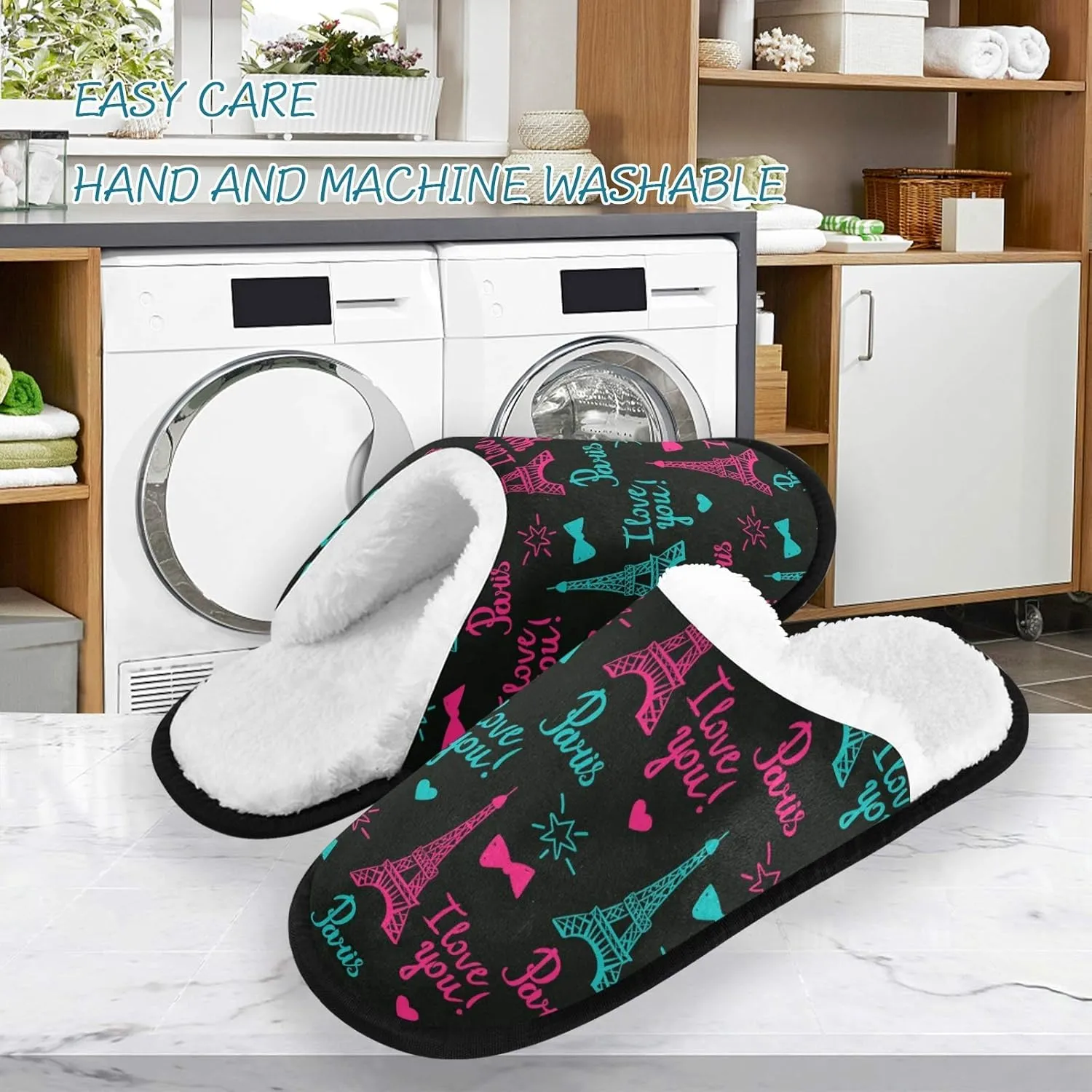 visesunny Slippers for Women Mens Stylish Foral Winter Warm Memory Foam Cotton Home Slippers Soft Plush Fleece Slip on House Slippers for Girls Indoor Outdoor Shoes