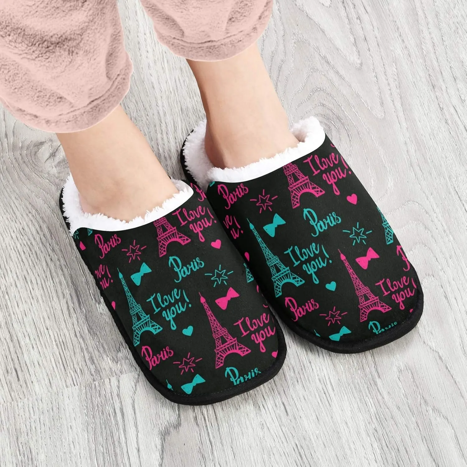 visesunny Slippers for Women Mens Stylish Foral Winter Warm Memory Foam Cotton Home Slippers Soft Plush Fleece Slip on House Slippers for Girls Indoor Outdoor Shoes
