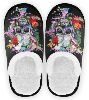 visesunny Slippers for Women Mens Stylish Foral Winter Warm Memory Foam Cotton Home Slippers Soft Plush Fleece Slip on House Slippers Unisex Indoor Outdoor Shoes