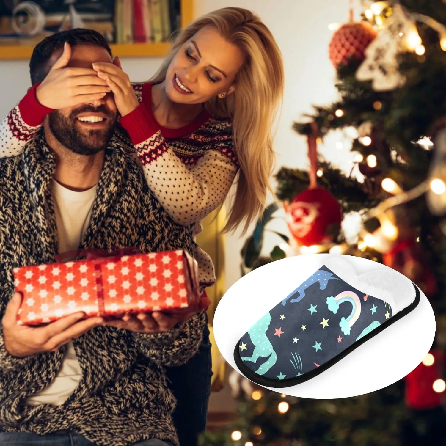 visesunny Slippers for Women Mens Winter Warm Memory Foam Cotton Home Slippers Women's House Slippers Bedroom Slippers Cozy Indoor Outdoor Shoes Unisex