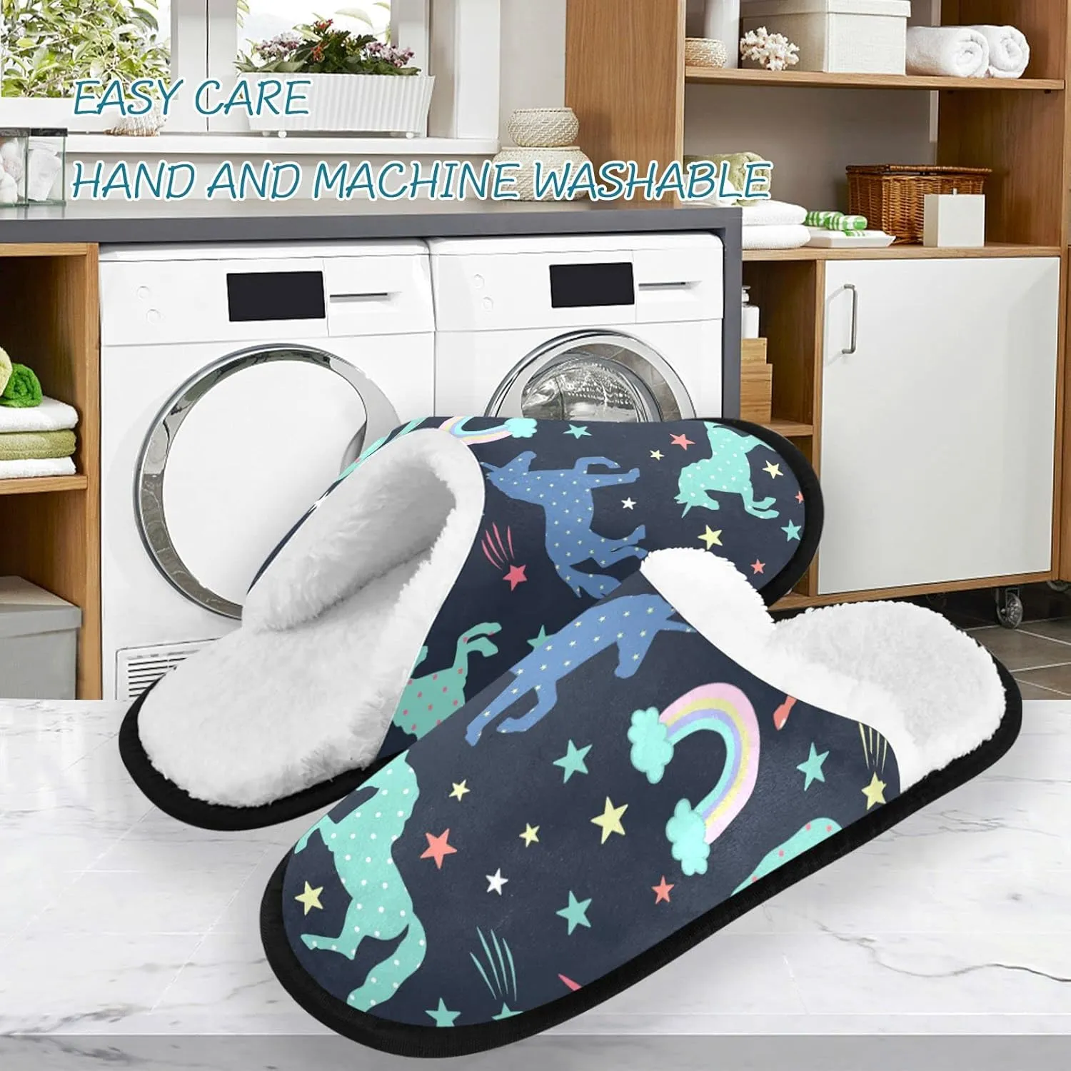 visesunny Slippers for Women Mens Winter Warm Memory Foam Cotton Home Slippers Women's House Slippers Bedroom Slippers Cozy Indoor Outdoor Shoes Unisex