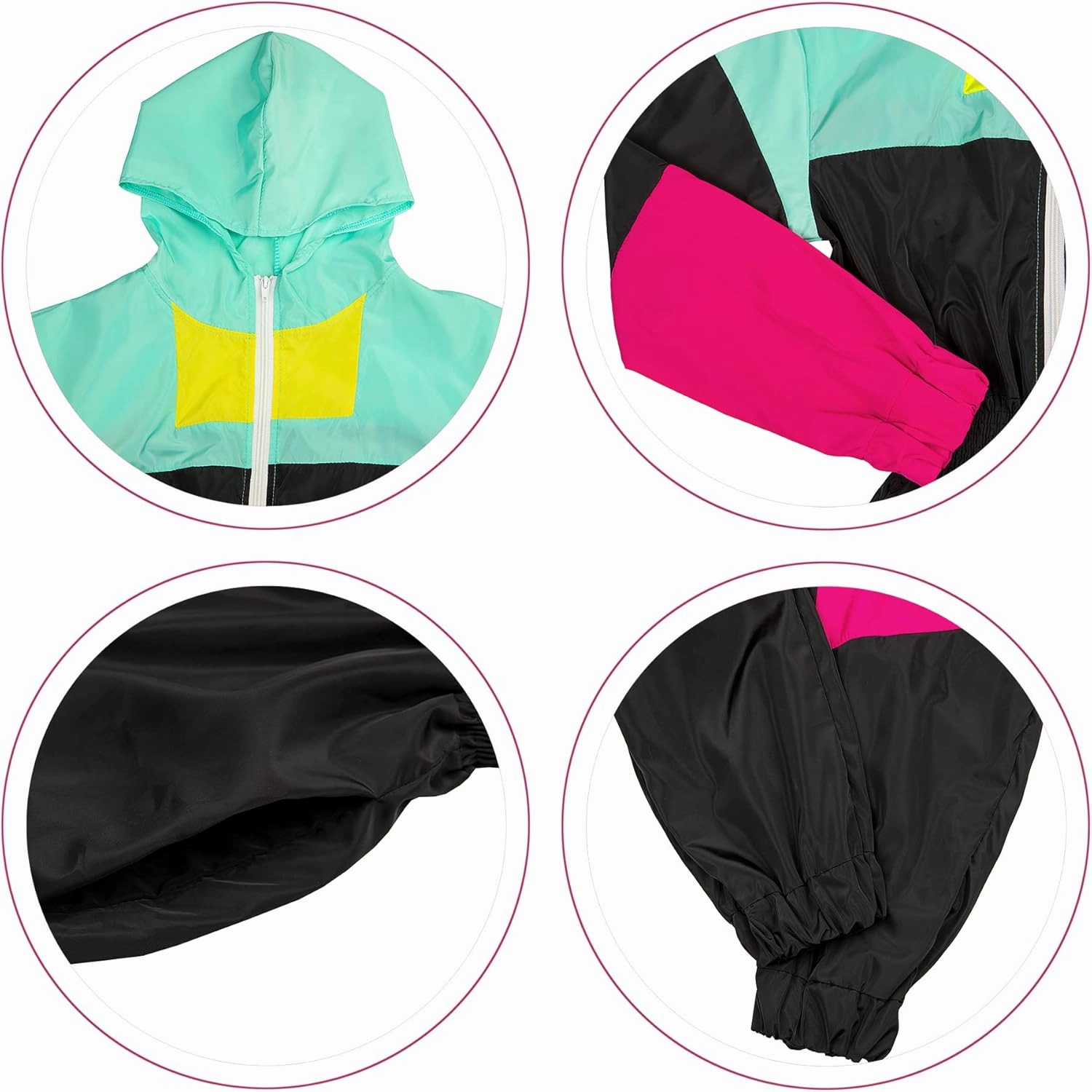 VOIKERDR Women Colorblock One Piece Outfits Set High Waist Pants Long Sleeve Zipper Front Windbreaker Jumpsuit