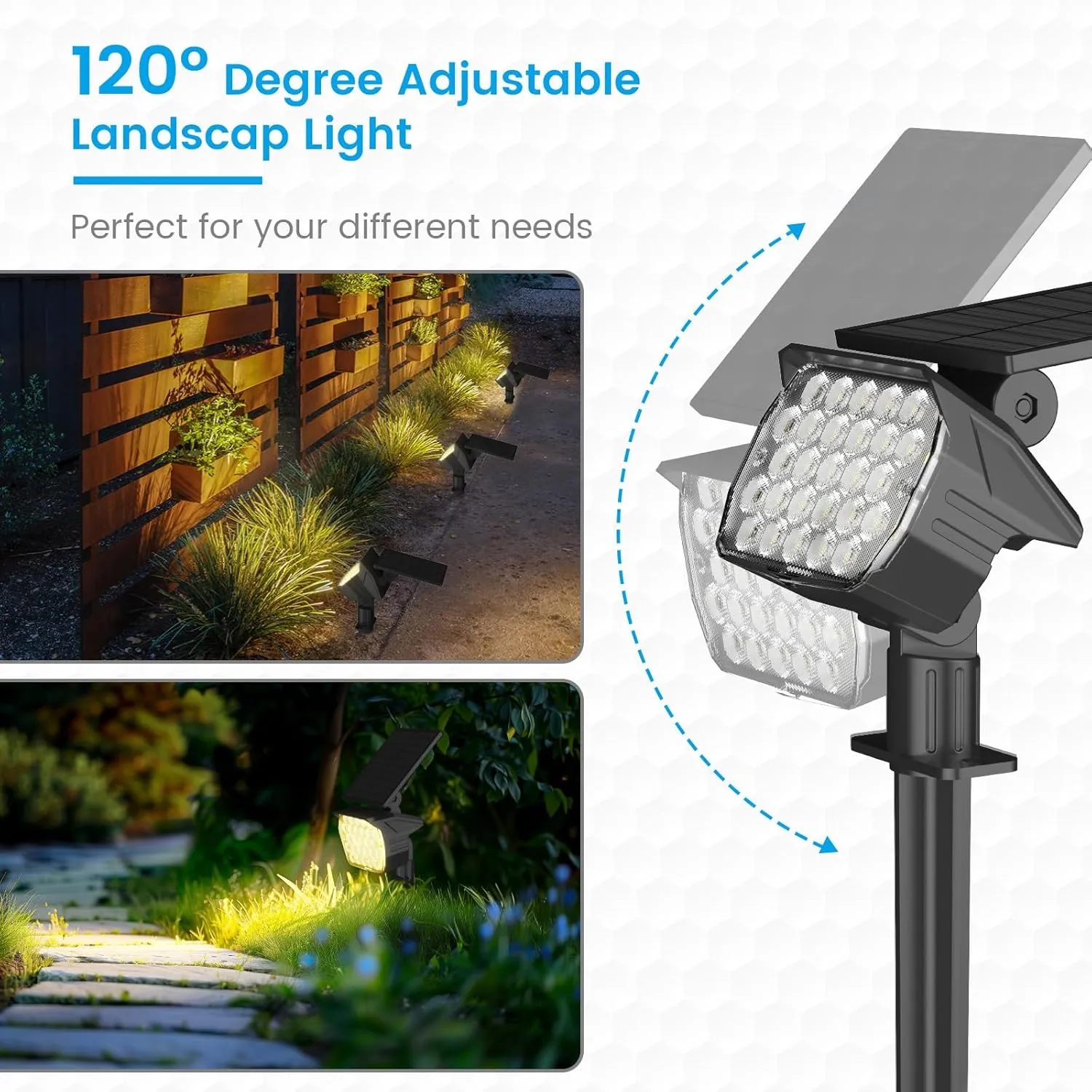 VOLISUN Solar Landscape Spotlights Adjustable Outdoor, Uplights Solar Waterproof IP67, Spot Lights Solar Powered for House,Tree,27 LED with 3 Lighting Modes(6 Pack- Warm White)