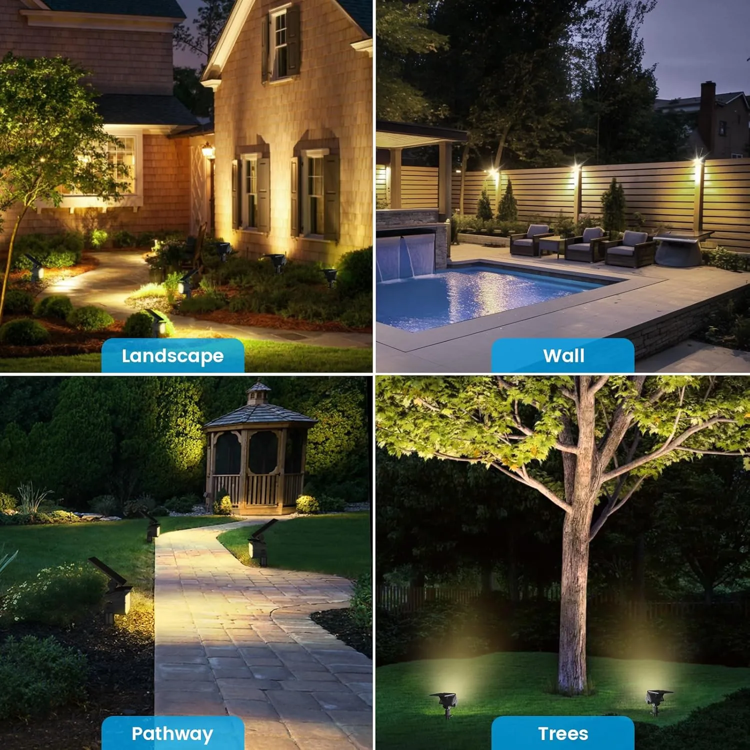 VOLISUN Solar Landscape Spotlights Adjustable Outdoor, Uplights Solar Waterproof IP67, Spot Lights Solar Powered for House,Tree,27 LED with 3 Lighting Modes(6 Pack- Warm White)