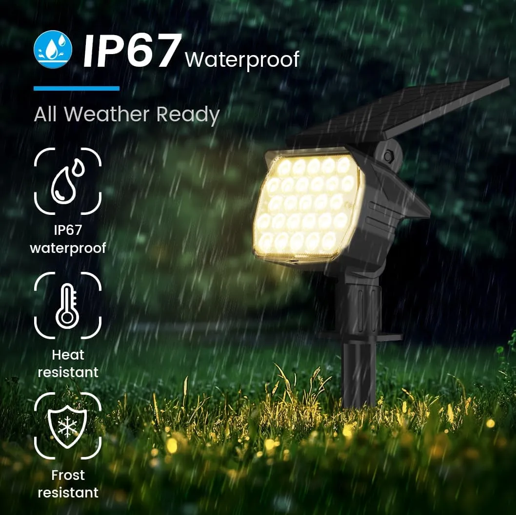 VOLISUN Solar Landscape Spotlights Adjustable Outdoor, Uplights Solar Waterproof IP67, Spot Lights Solar Powered for House,Tree,27 LED with 3 Lighting Modes(6 Pack- Warm White)