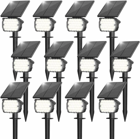 VOLISUN Solar Landscape Spotlights Adjustable Outdoor, Uplights Solar Waterproof IP67, Spot Lights Solar Powered for House,Tree,27 LED with 3 Lighting Modes(12 Pack- Cool White)
