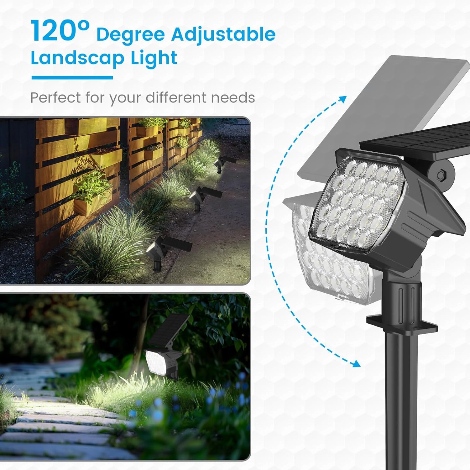 VOLISUN Solar Landscape Spotlights Adjustable Outdoor, Uplights Solar Waterproof IP67, Spot Lights Solar Powered for House,Tree,27 LED with 3 Lighting Modes(12 Pack- Cool White)