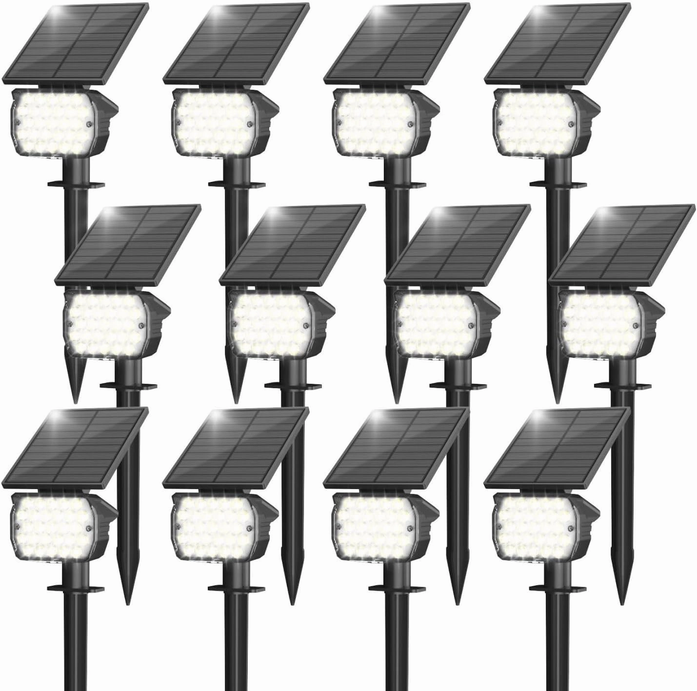 VOLISUN Solar Landscape Spotlights Adjustable Outdoor, Uplights Solar Waterproof IP67, Spot Lights Solar Powered for House,Tree,27 LED with 3 Lighting Modes(12 Pack- Cool White)