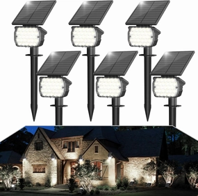 VOLISUN Solar Landscape Spotlights Adjustable Outdoor, Uplights Solar Waterproof IP67, Spot Lights Solar Powered for House,Tree,27 LED with 3 Lighting Modes(6 Pack- Cool White)
