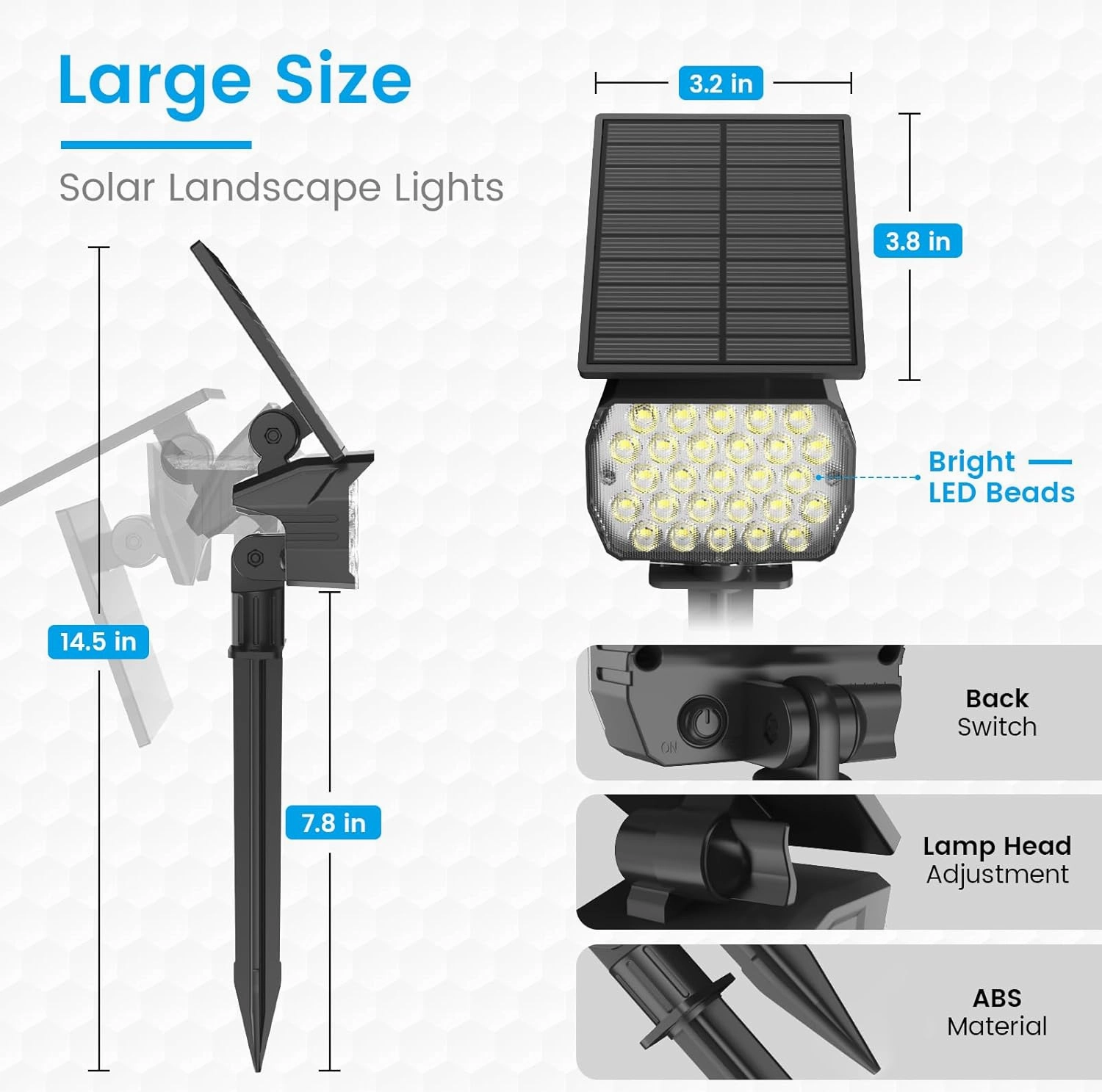 VOLISUN Solar Landscape Spotlights Adjustable Outdoor, Uplights Solar Waterproof IP67, Spot Lights Solar Powered for House,Tree,27 LED with 3 Lighting Modes(6 Pack- Cool White)