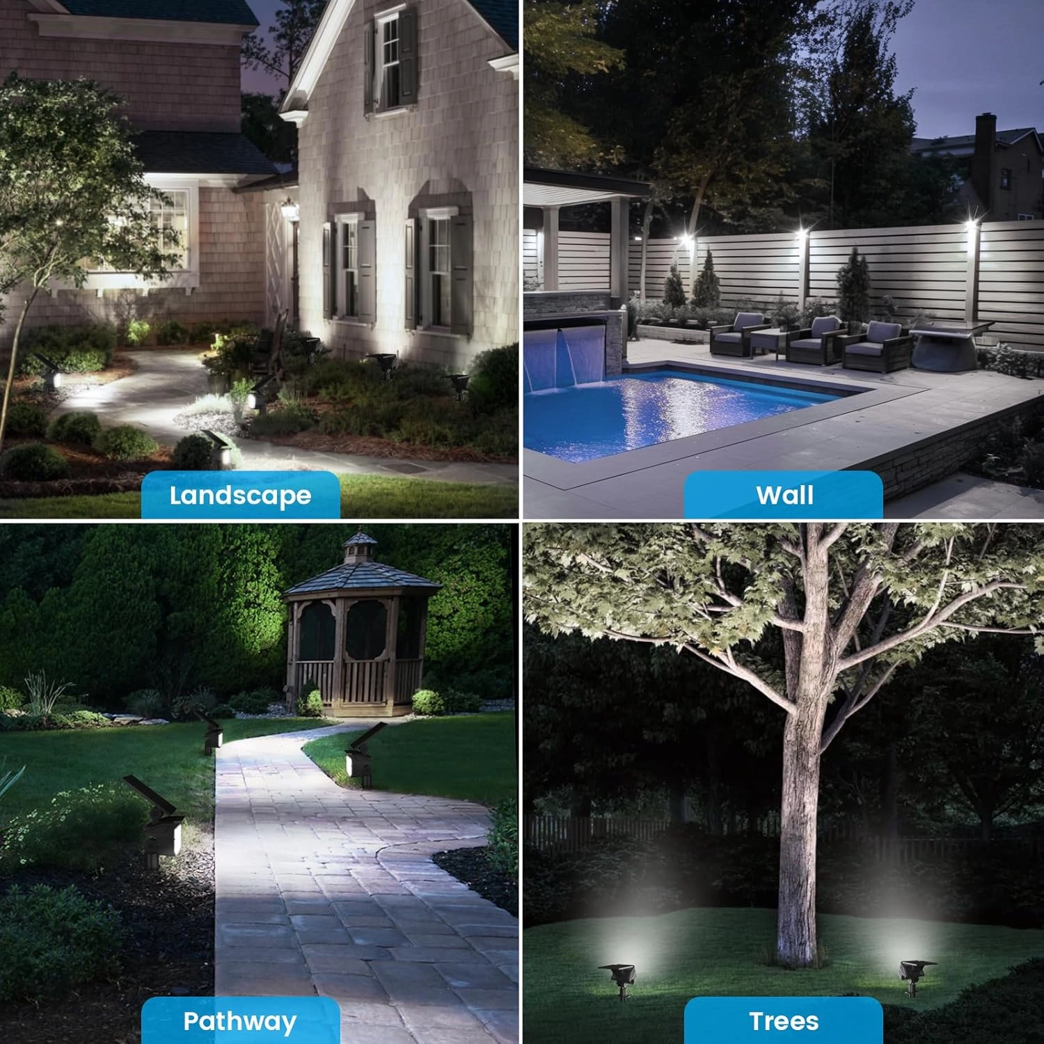 VOLISUN Solar Landscape Spotlights Adjustable Outdoor, Uplights Solar Waterproof IP67, Spot Lights Solar Powered for House,Tree,27 LED with 3 Lighting Modes(6 Pack- Cool White)