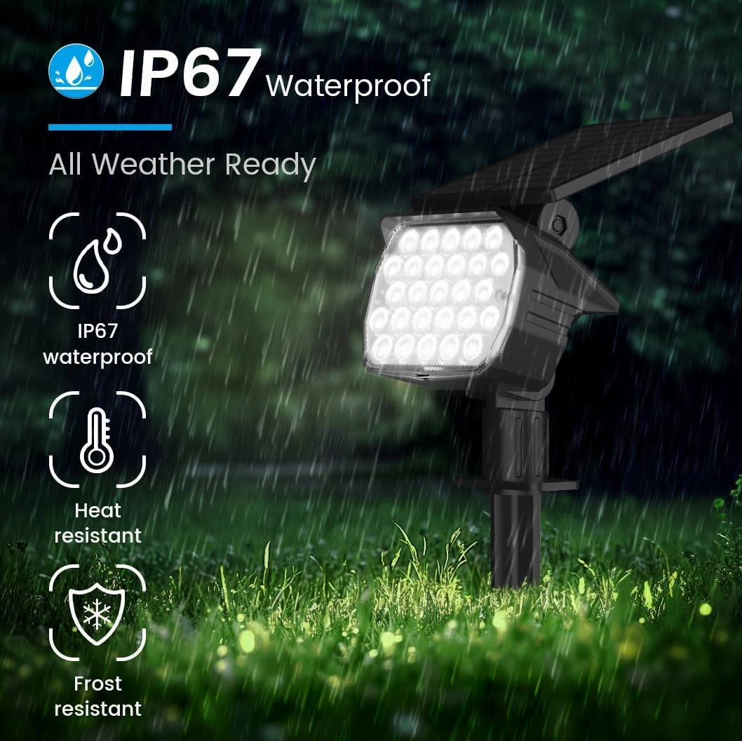 VOLISUN Solar Landscape Spotlights Adjustable Outdoor, Uplights Solar Waterproof IP67, Spot Lights Solar Powered for House,Tree,27 LED with 3 Lighting Modes(6 Pack- Cool White)