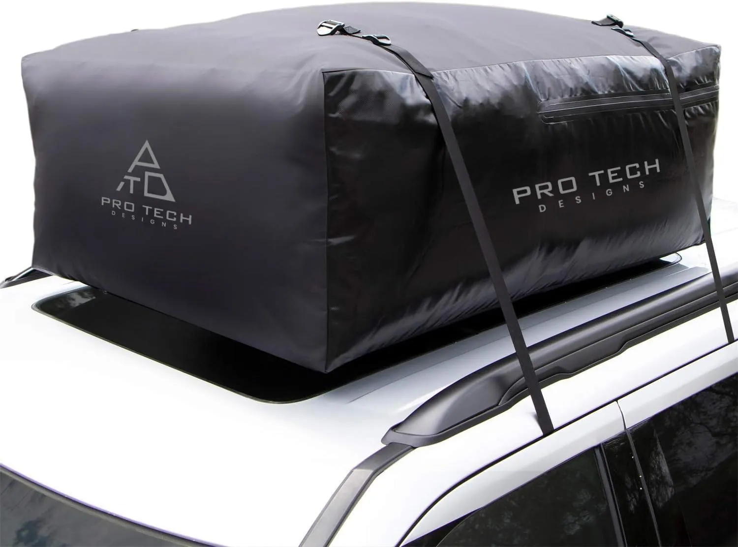 Voyager 18 Cubic Feet Waterproof Car Topper Luggage Carrier - Cargo Carrier for Top of Vehicle, Rooftop Cargo Bag Use with or Without Roof Rack, UV-Protected, 48 x 36 x 18 in, 4 Straps Included