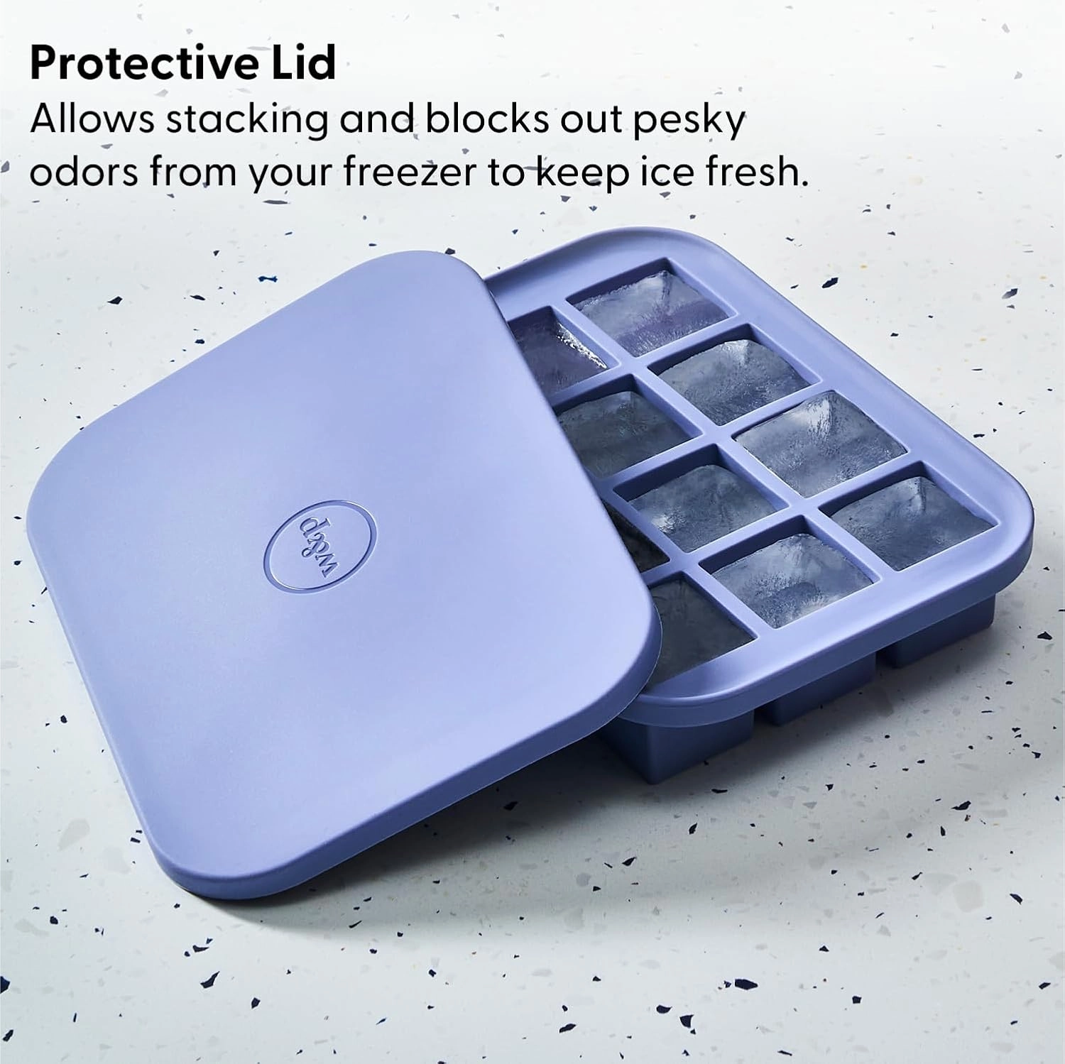 W&P Peak Silicone Everyday Ice Tray w/ Protective Lid | Speckled White | Easy to Remove Ice Cubes | Food Grade Premium Silicone | Dishwasher Safe, BPA Free