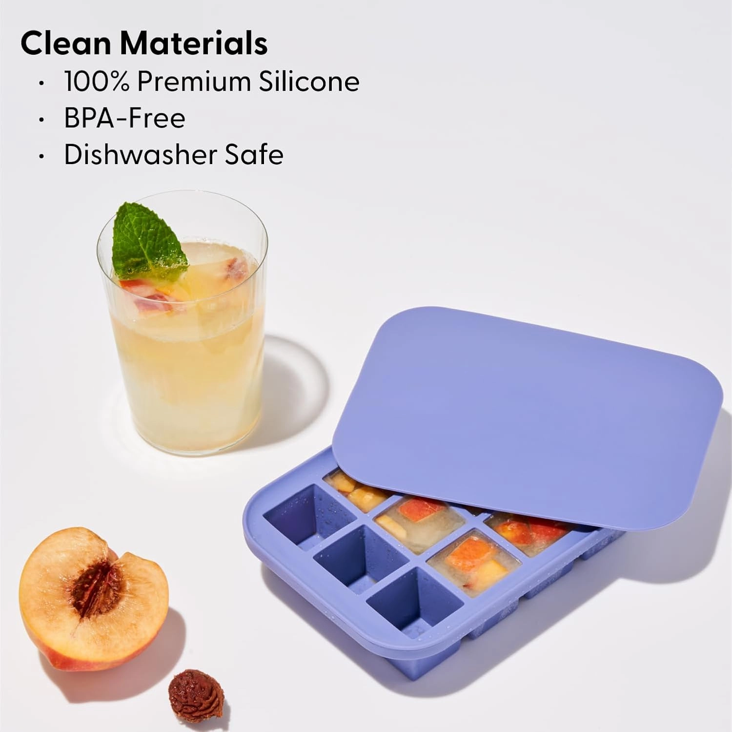 W&P Peak Silicone Everyday Ice Tray w/ Protective Lid | Speckled White | Easy to Remove Ice Cubes | Food Grade Premium Silicone | Dishwasher Safe, BPA Free