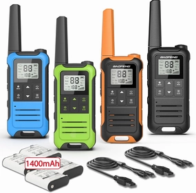 Walkie Talkies Long Range for Adult, Baofeng FRS Radio Portable Rechargeable Walkie Talkie Two Way Radio 1400mAh Li-ion Battery USB-C Cable NOAA VOX Walky Talky for Camping Skiing Hiking 4 Pack