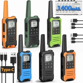 Walkie Talkies Long Range for Adult, FRS Radios Baofeng Walkie-Talkie Rechargeable Handheld Two Way Radio 1400mAh Li-ion Battery USB-C Charger waki Taki for Camping(6 Pack)