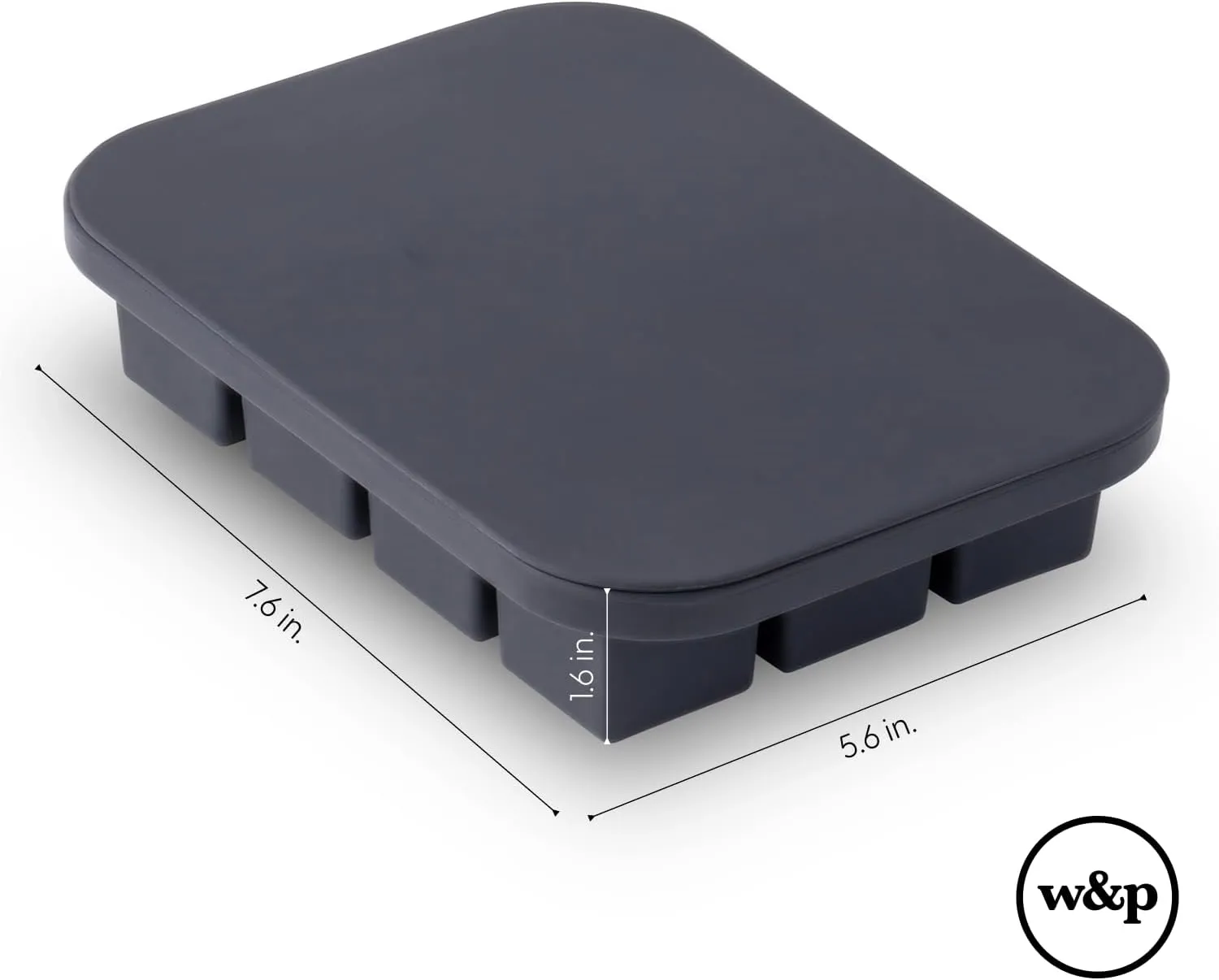 W&P Peak Silicone Everyday Ice Tray w/ Protective Lid | Charcoal | Easy to Remove Ice Cubes | Food Grade Premium Silicone | Dishwasher Safe, BPA Free