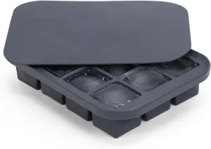 W&P Peak Silicone Everyday Ice Tray w/ Protective Lid | Charcoal | Easy to Remove Ice Cubes | Food Grade Premium Silicone | Dishwasher Safe, BPA Free
