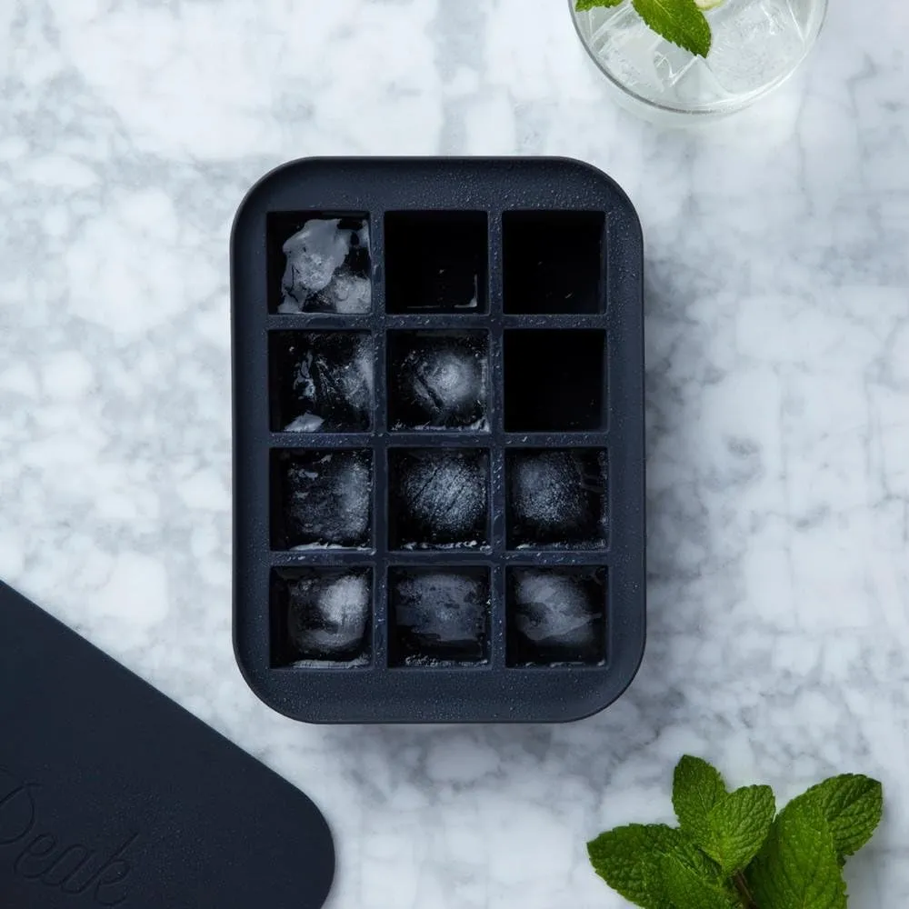 W&P Peak Silicone Everyday Ice Tray w/ Protective Lid | Charcoal | Easy to Remove Ice Cubes | Food Grade Premium Silicone | Dishwasher Safe, BPA Free