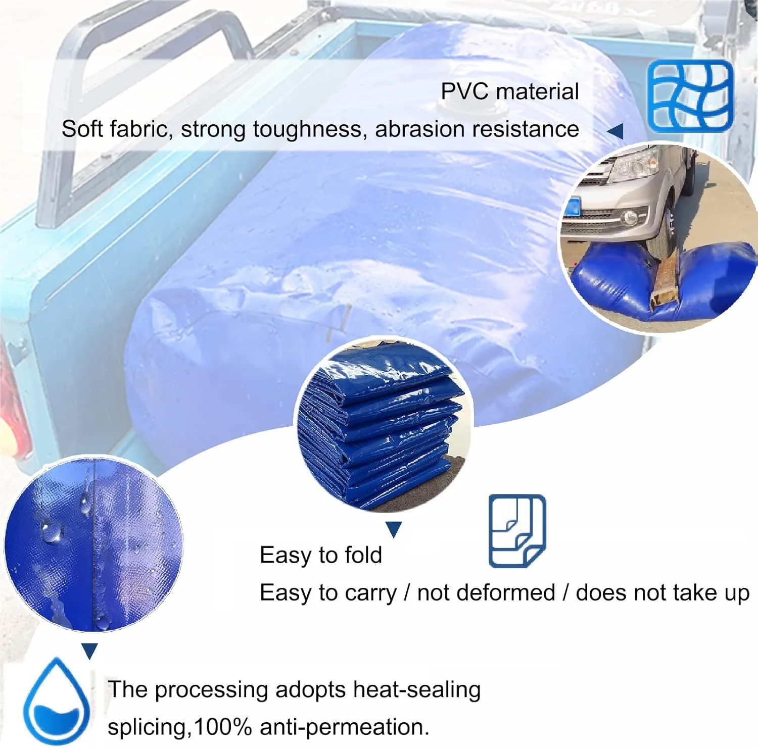 Water Storage Bag Multifunction Water Storage Bladder Bag, Foldable Large Water Tank Container, Portable Irrigation/Transport/Emergency Water Carrier (Size : 1x0.7x0.35m/240L/63Gallon) (One