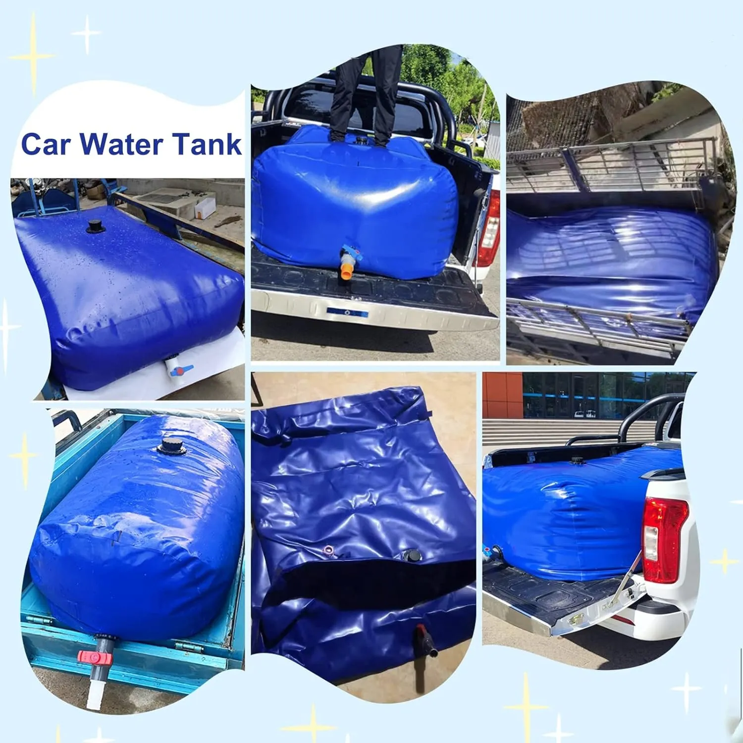 Water Storage Bag Multifunction Water Storage Bladder Bag, Foldable Large Water Tank Container, Portable Irrigation/Transport/Emergency Water Carrier (Size : 1x0.7x0.35m/240L/63Gallon) (One