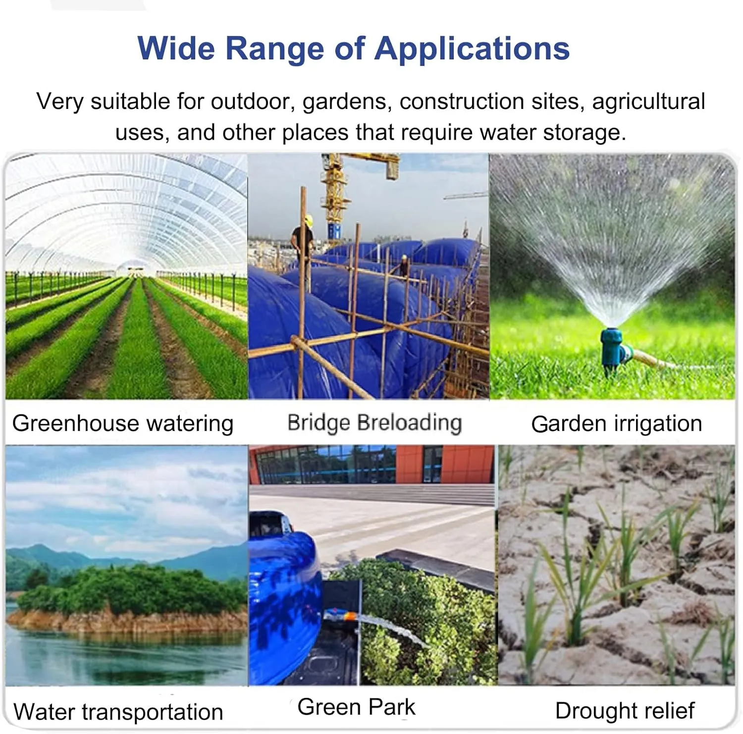 Water Storage Bag Multifunction Water Storage Bladder Bag, Foldable Large Water Tank Container, Portable Irrigation/Transport/Emergency Water Carrier (Size : 1x0.7x0.35m/240L/63Gallon) (One