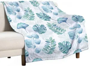 Watercolor Jungle Leaves Bright Tropical Ultra Soft Flannel Fleece Blanket Cozy Lightweight Comfy Microfiber Bedding Throw for Bed Couch Sofa Car Living Room Birthday Gift Home Decor 60" x 80"