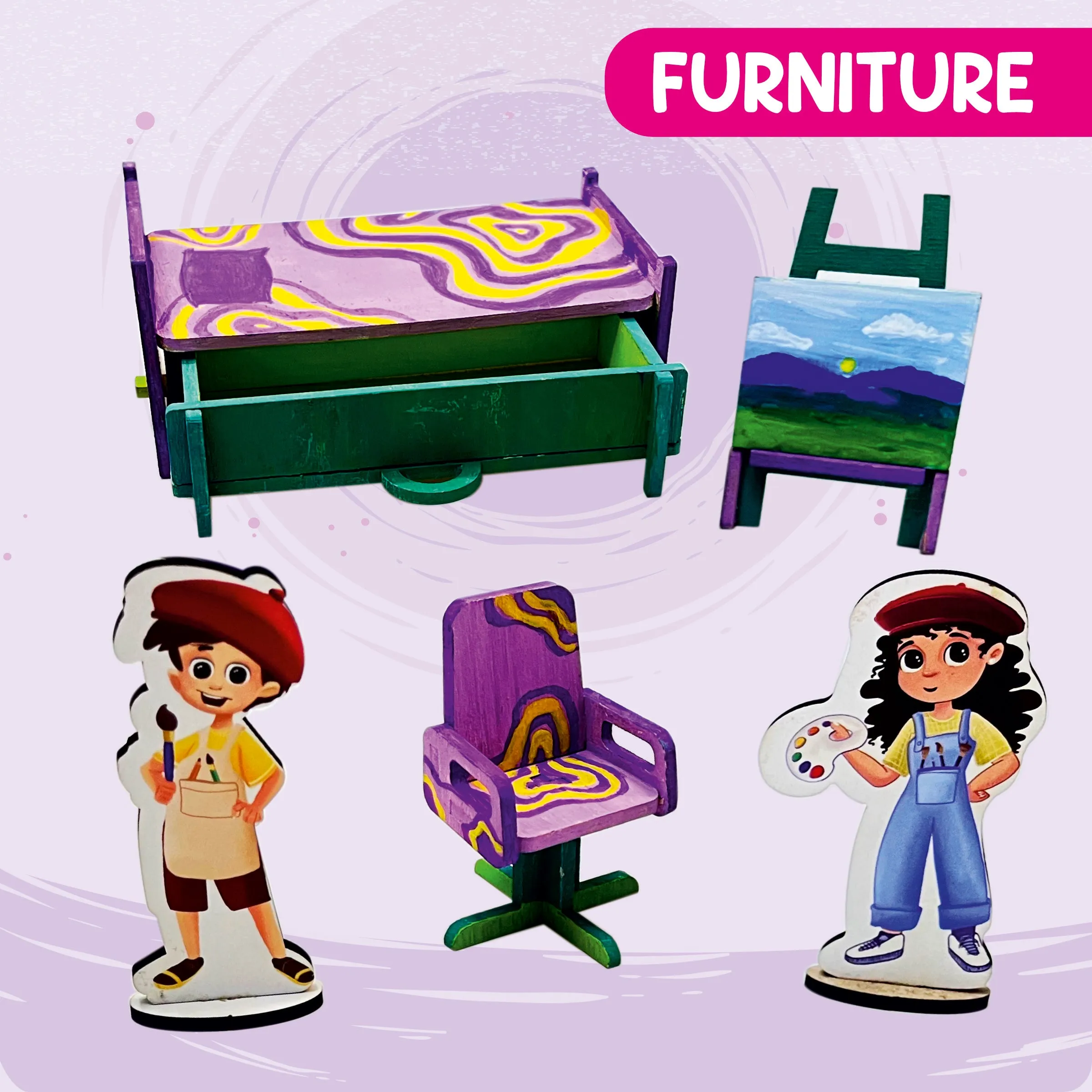 Webby DIY Wooden Artists Dollhouse Set