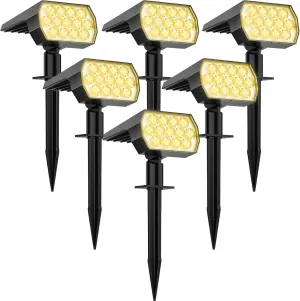 WELALO Solar Spot Lights Outdoor, [6 Pack/52 LED/3 Modes] Solar Landscape Spotlights, Solar Powered Security Lights, IP68 Waterproof Wall Lights for Outsides Walkway Yard Garden Driveway(Warm White)