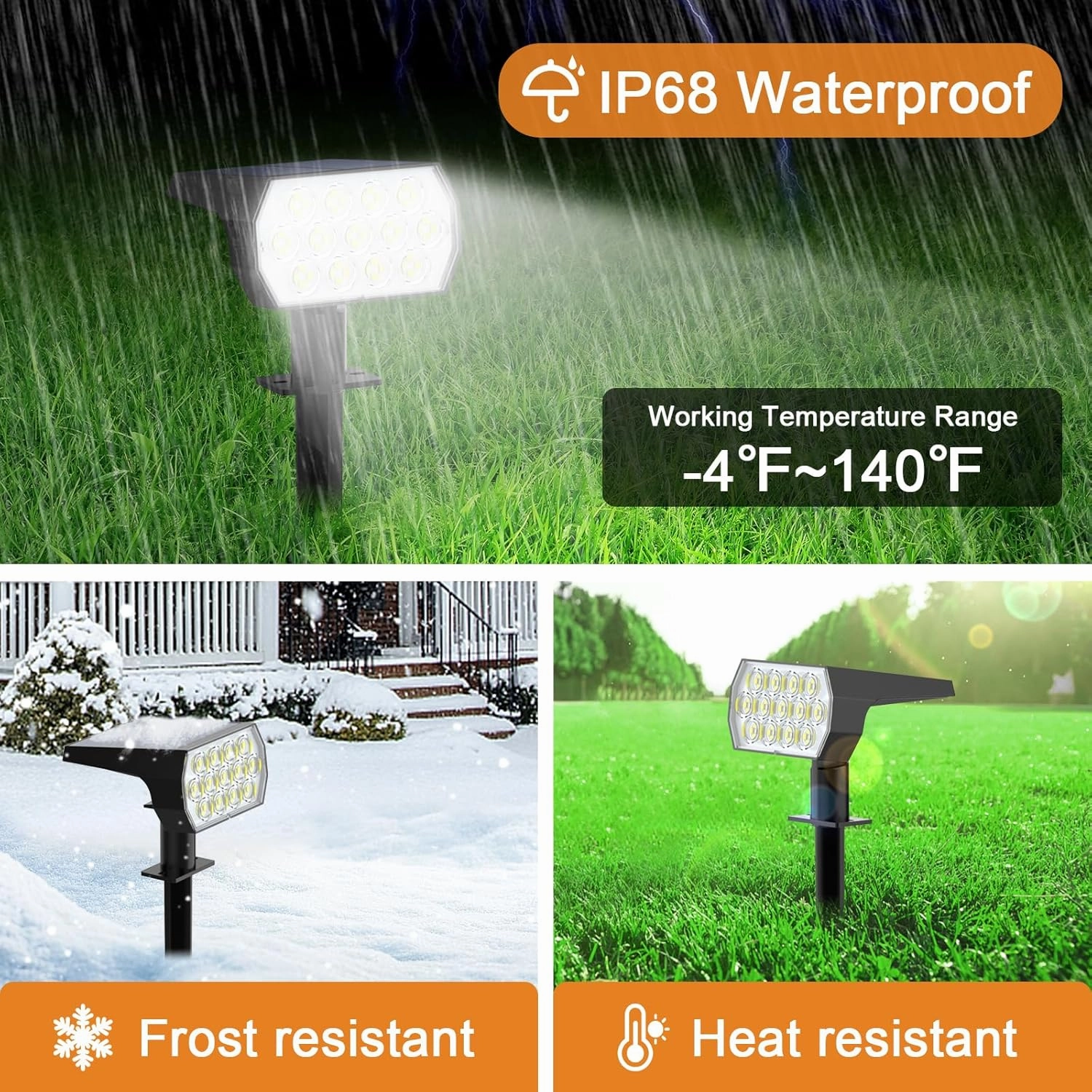 WELALO Solar Spot Lights Outdoor, [2 Pack/52 LED/3 Modes] Solar Landscape Spotlights, Solar Powered Security Lights, IP68 Waterproof Wall Lights for Outsides Walkway Yard Garden Driveway(Cool White)