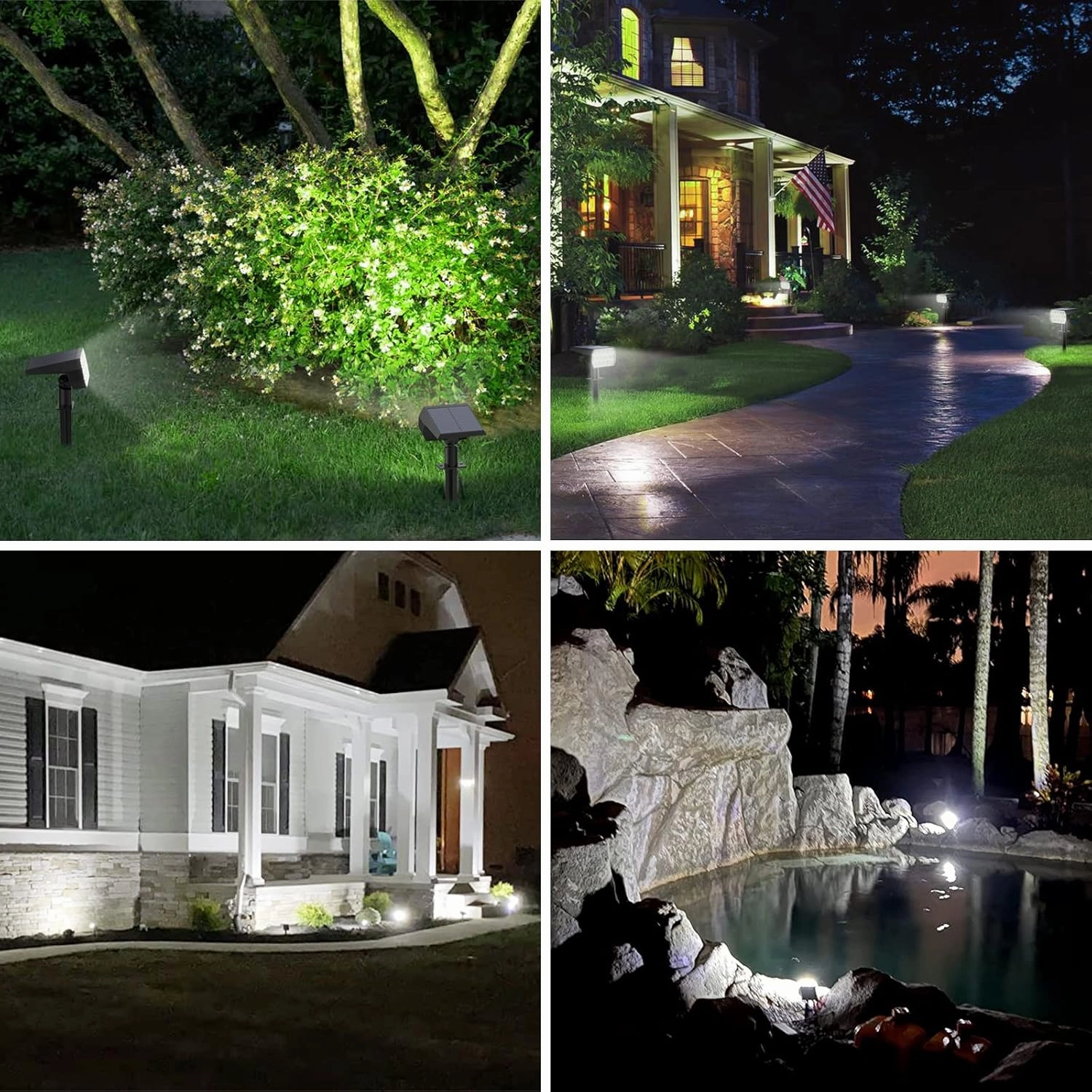 WELALO Solar Spot Lights Outdoor, [2 Pack/52 LED/3 Modes] Solar Landscape Spotlights, Solar Powered Security Lights, IP68 Waterproof Wall Lights for Outsides Walkway Yard Garden Driveway(Cool White)